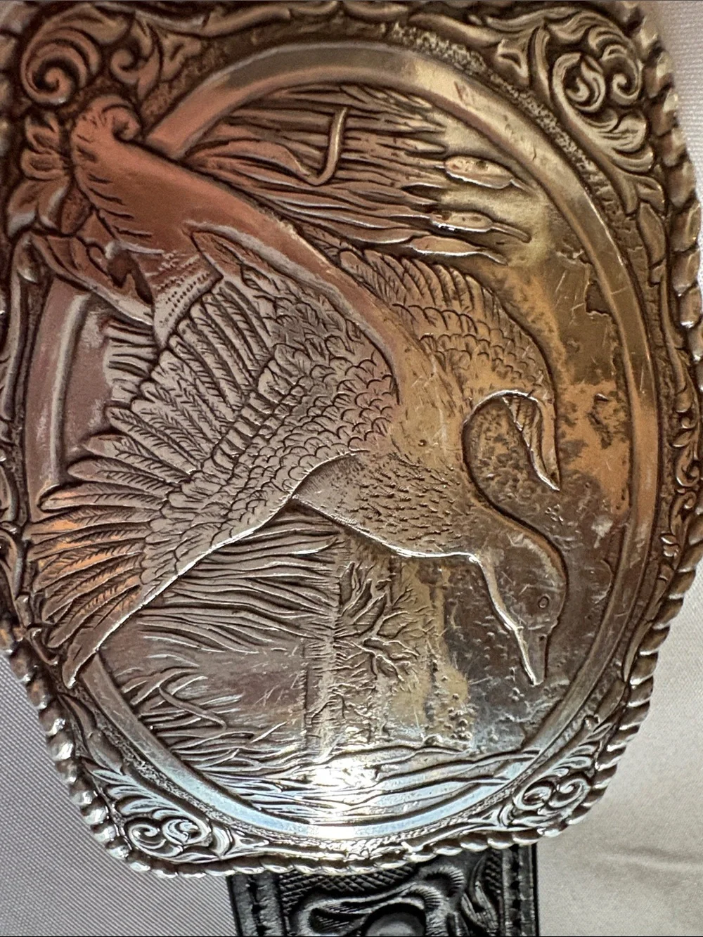 Western Belt with embossed Silver Goose